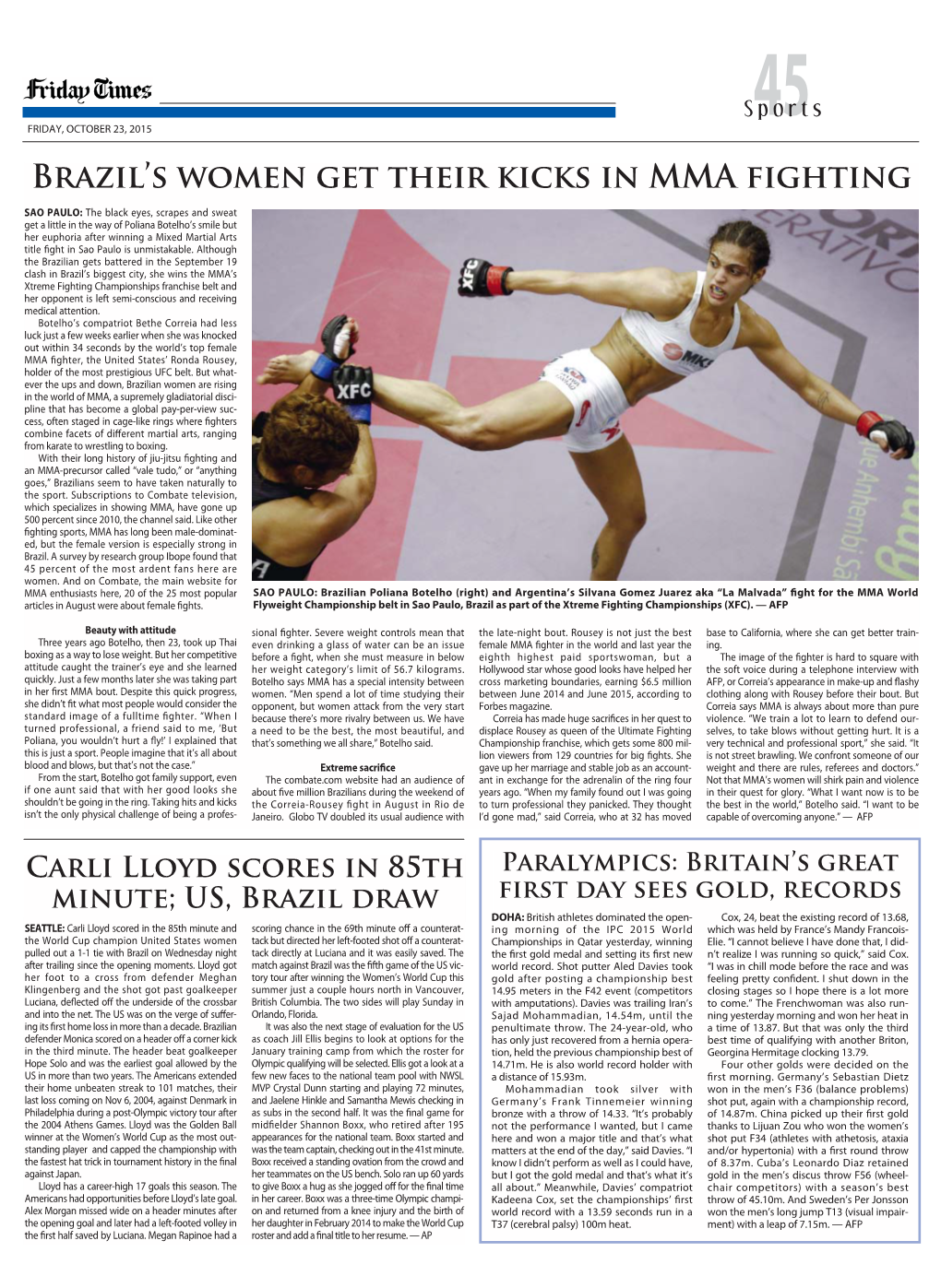 Brazil's Women Get Their Kicks in MMA Fighting