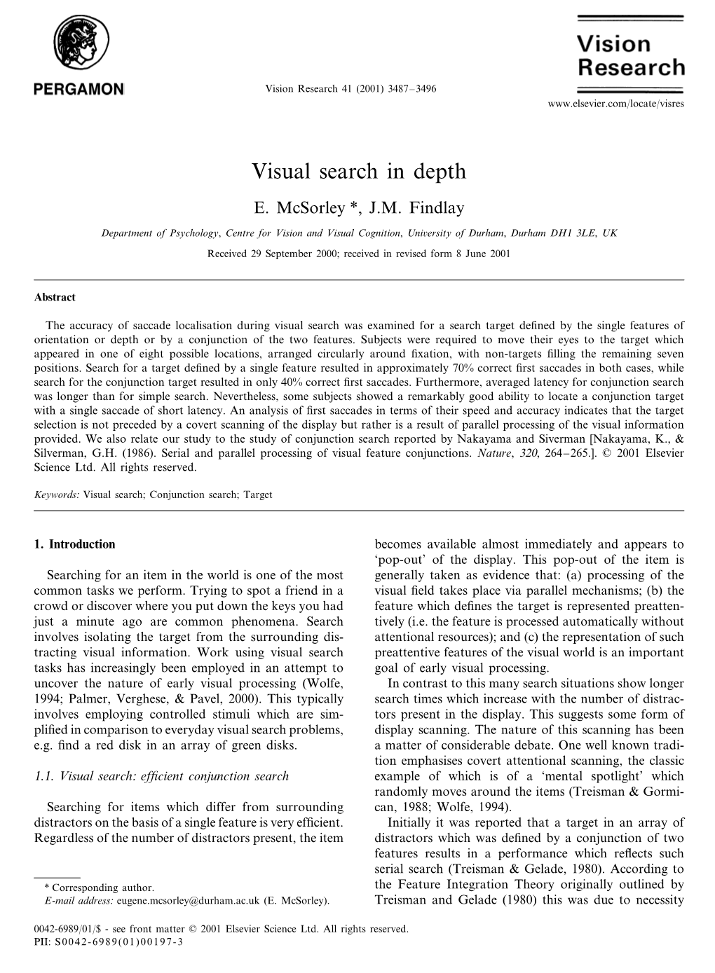 Visual Search in Depth