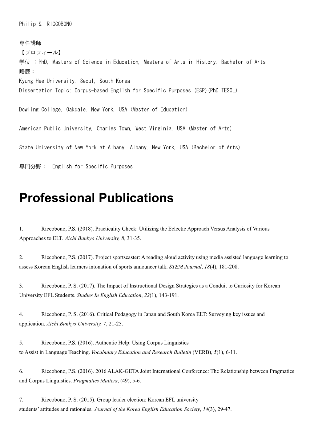 Professional Publications