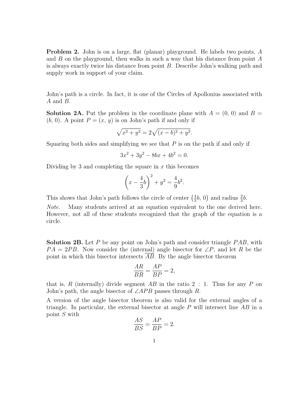 Problem 2. John Is on a Large, Flat (Planar) Playground. He Labels Two