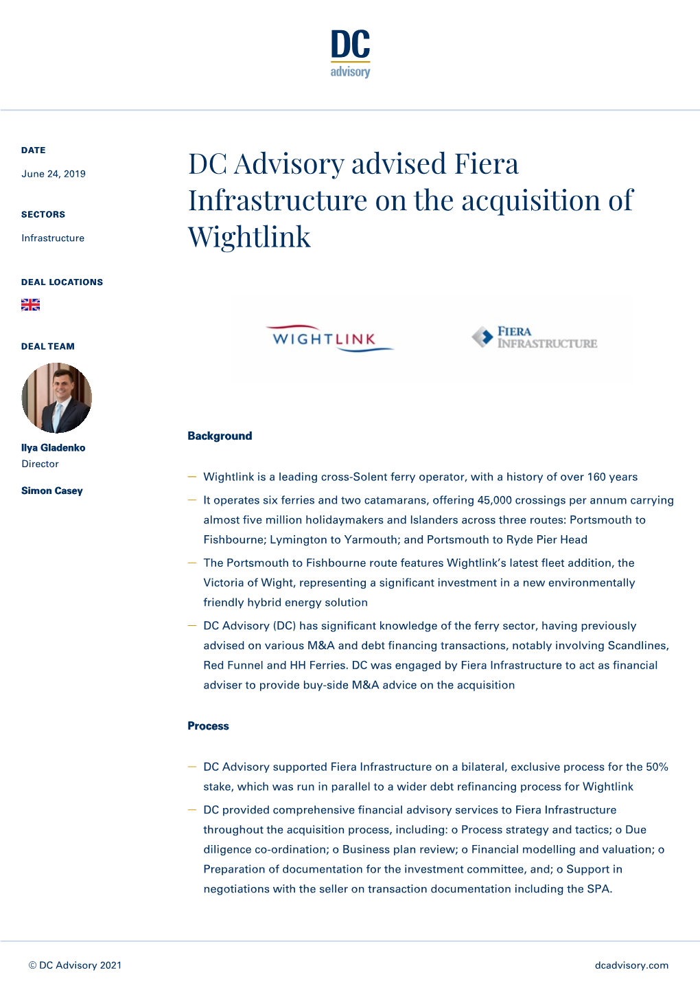 DC Advisory Advised Fiera Infrastructure on the Acquisition Of