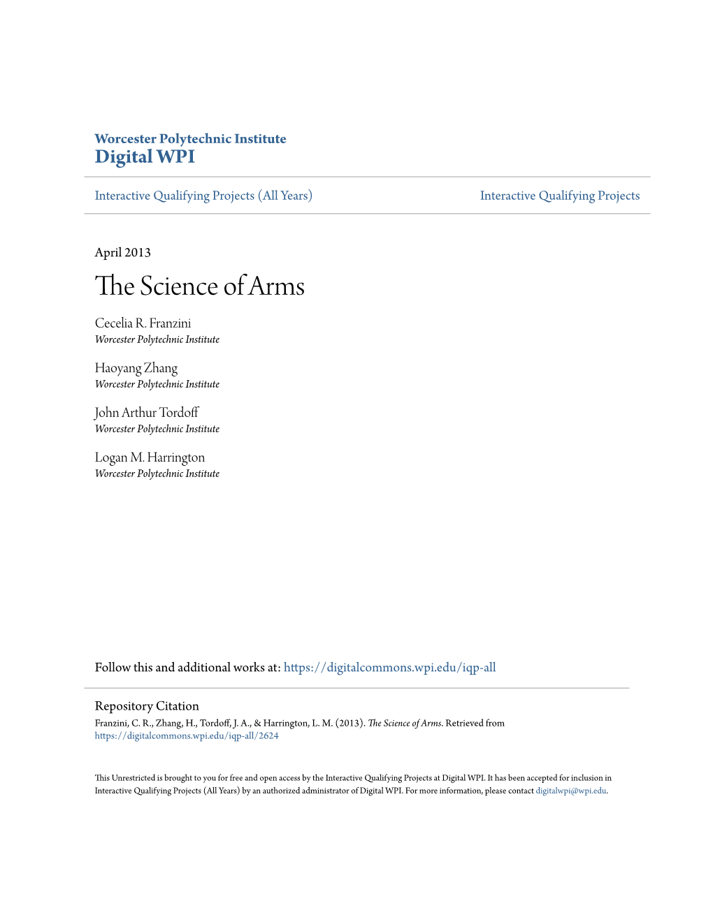 The Science of Arms