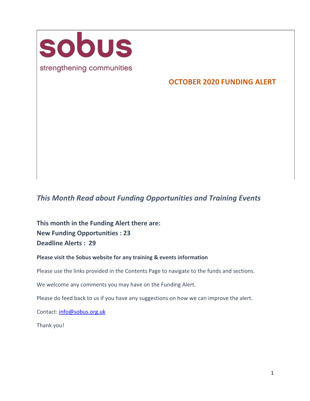 This Month Read About Funding Opportunities and Training Events