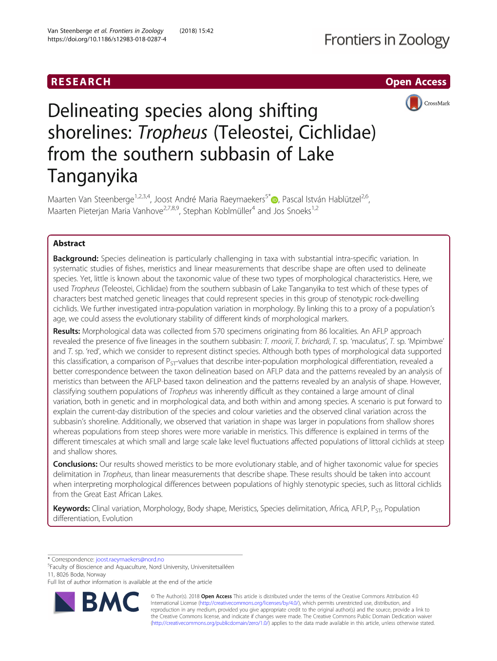Delineating Species Along Shifting Shorelines: Tropheus
