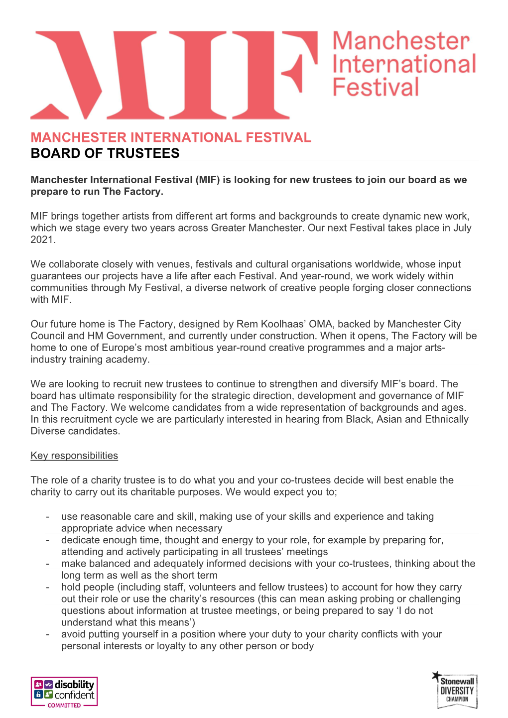 Manchester International Festival Board of Trustees