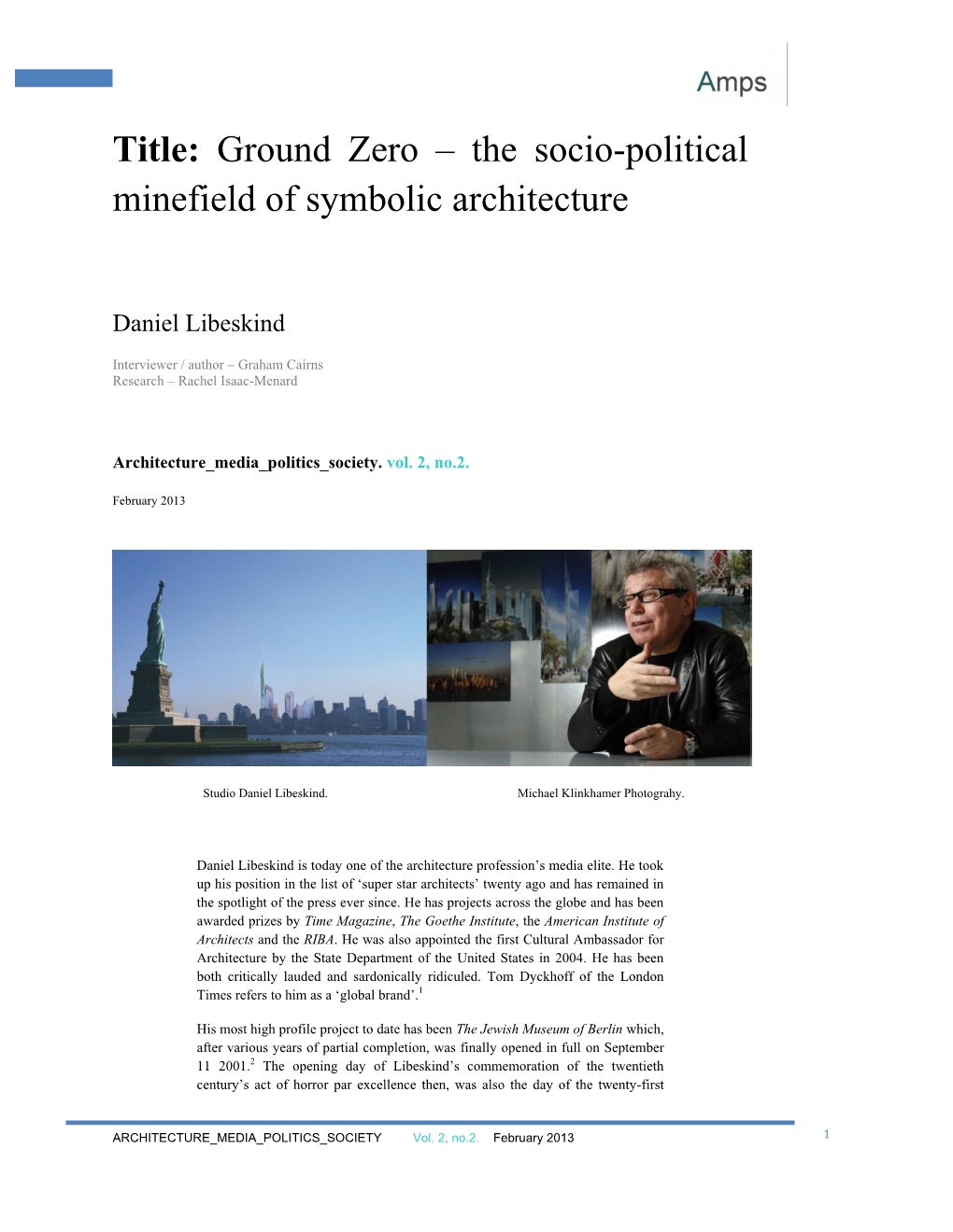 Ground Zero – the Socio-Political Minefield of Symbolic Architecture