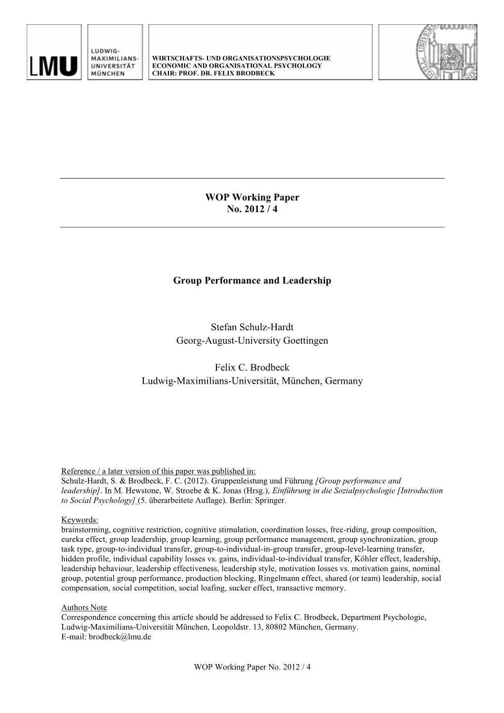 Group Performance and Leadership