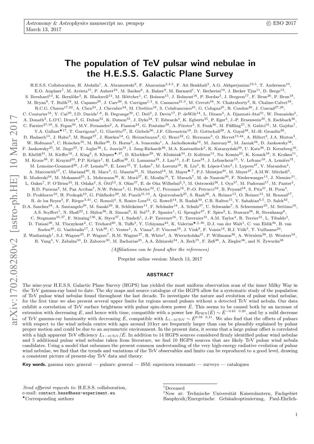 The Population of Tev Pulsar Wind Nebulae in the HESS