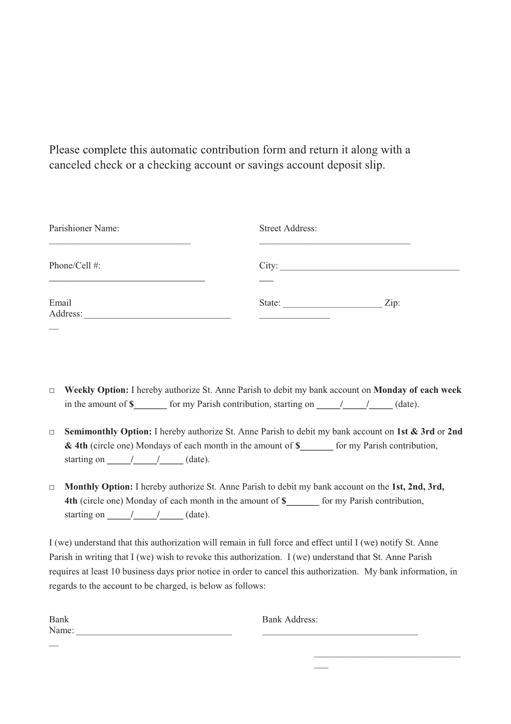 Automatic Contribution Form