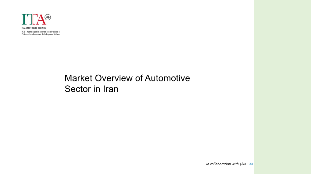 Market Overview of Automotive Sector in Iran