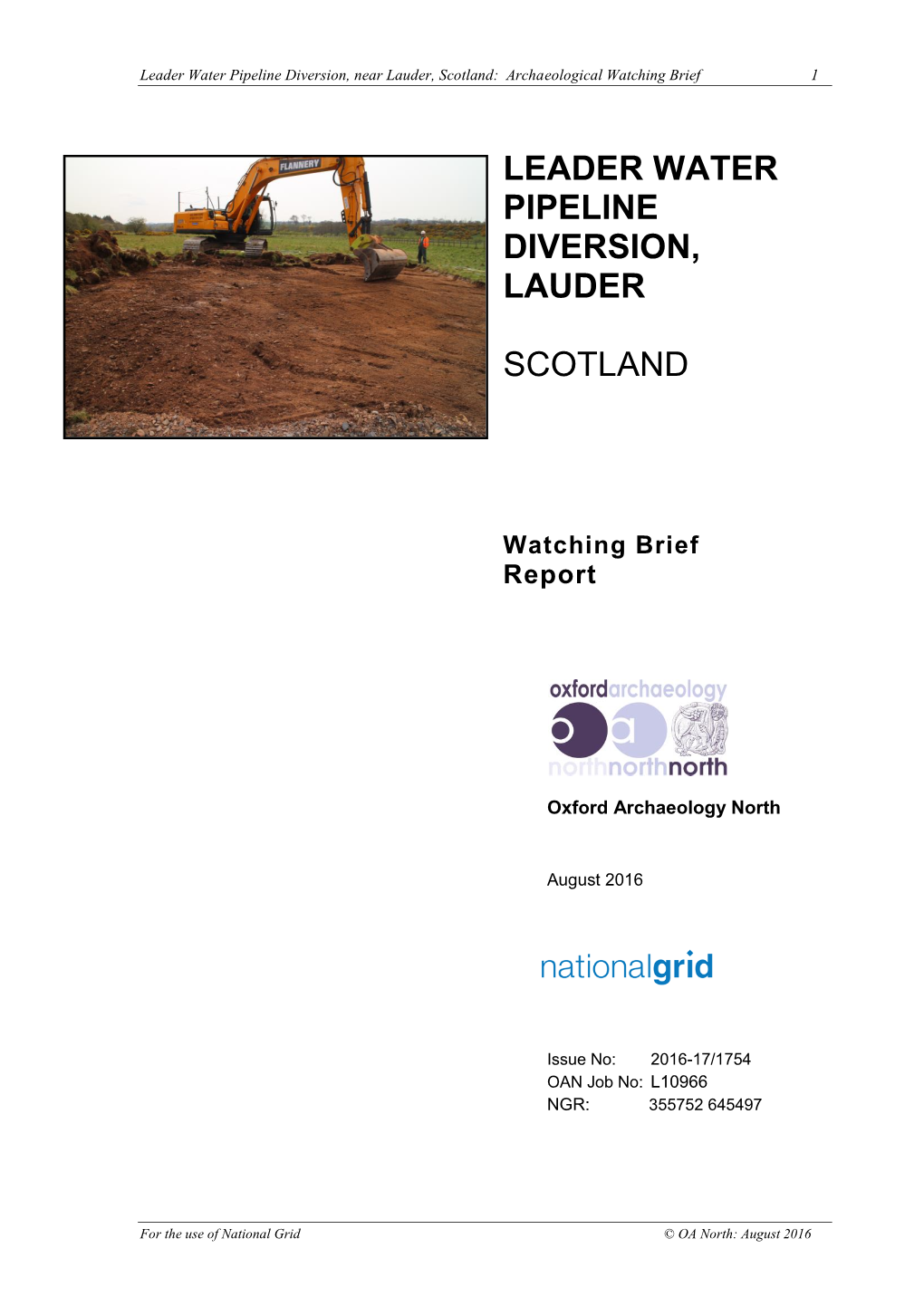 Leader Water Pipeline Diversion, Lauder Scotland