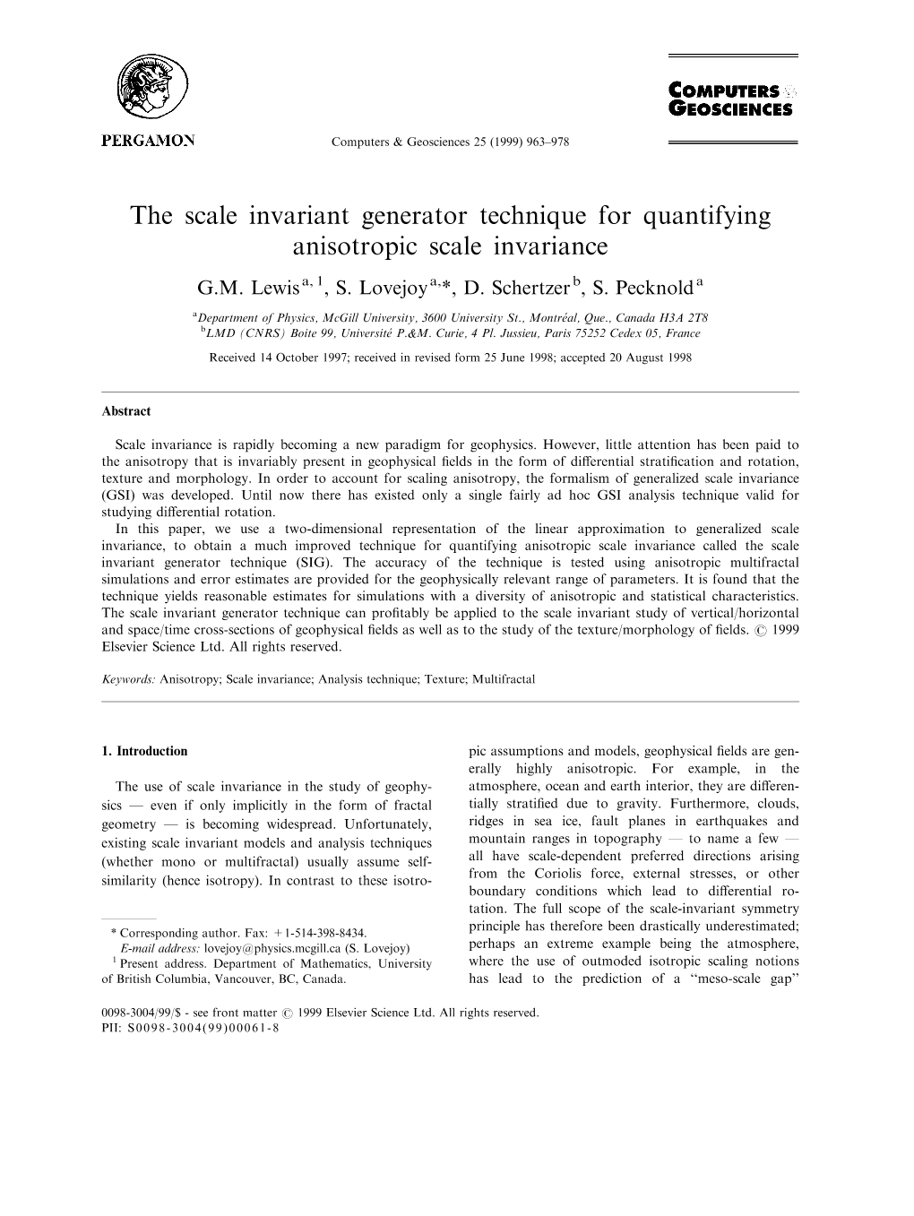 The Scale Invariant Generator Technique for Quantifying Anisotropic Scale Invariance