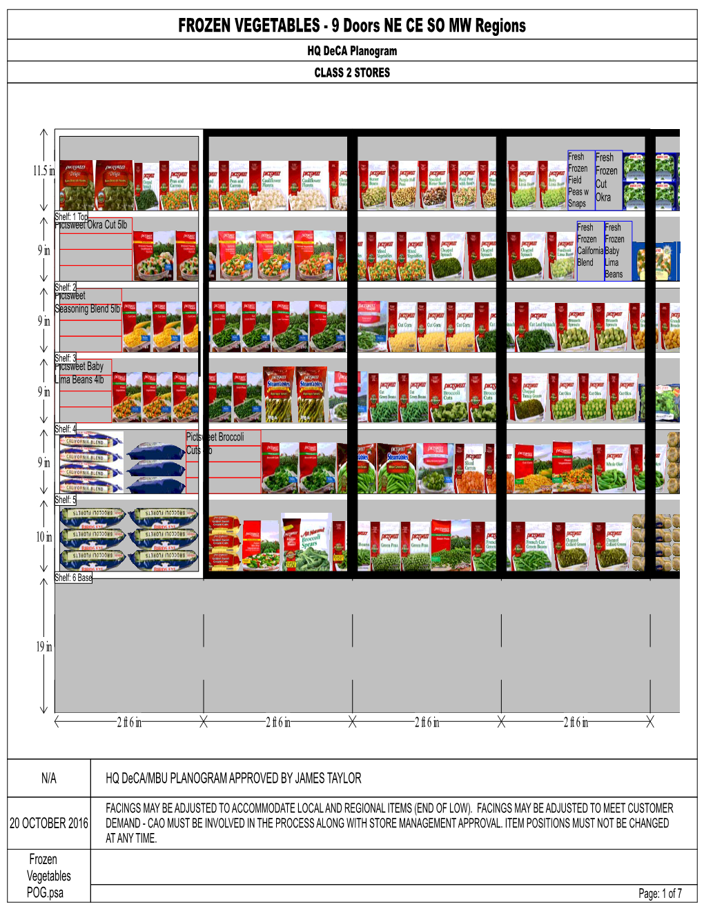 FROZEN VEGETABLES - 9 Doors NE CE SO MW Regions HQ Deca Planogram CLASS 2 STORES