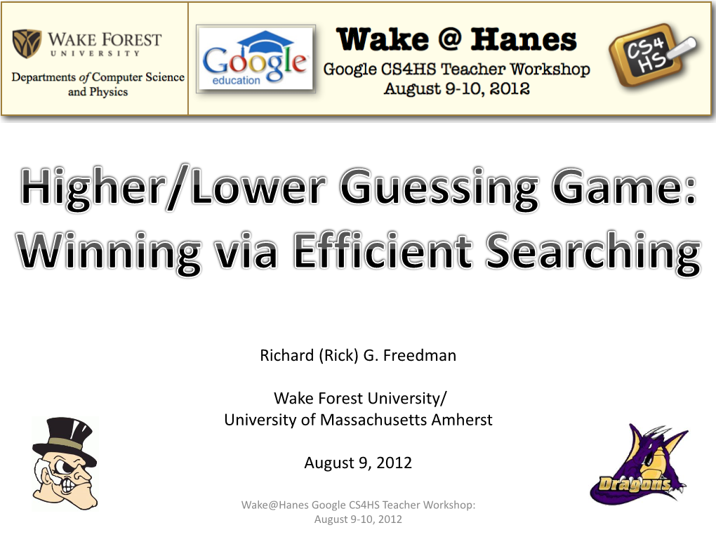 Richard (Rick) G. Freedman Wake Forest University/ University Of