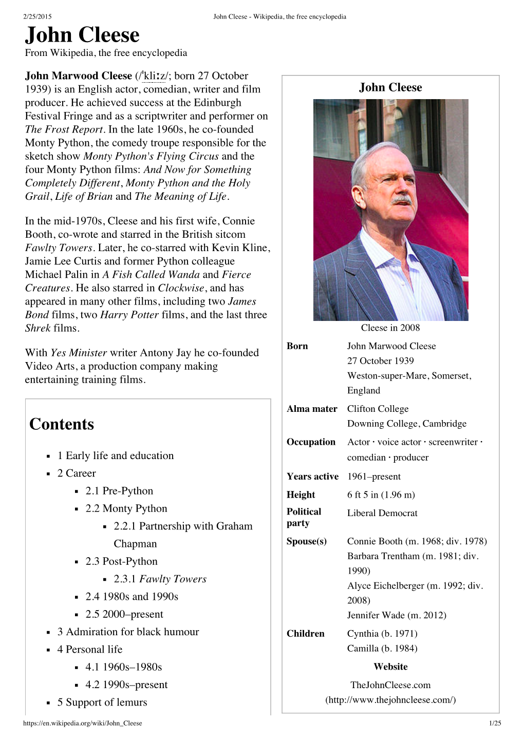 John Cleese - Wikipedia, the Free Encyclopedia John Cleese from Wikipedia, the Free Encyclopedia