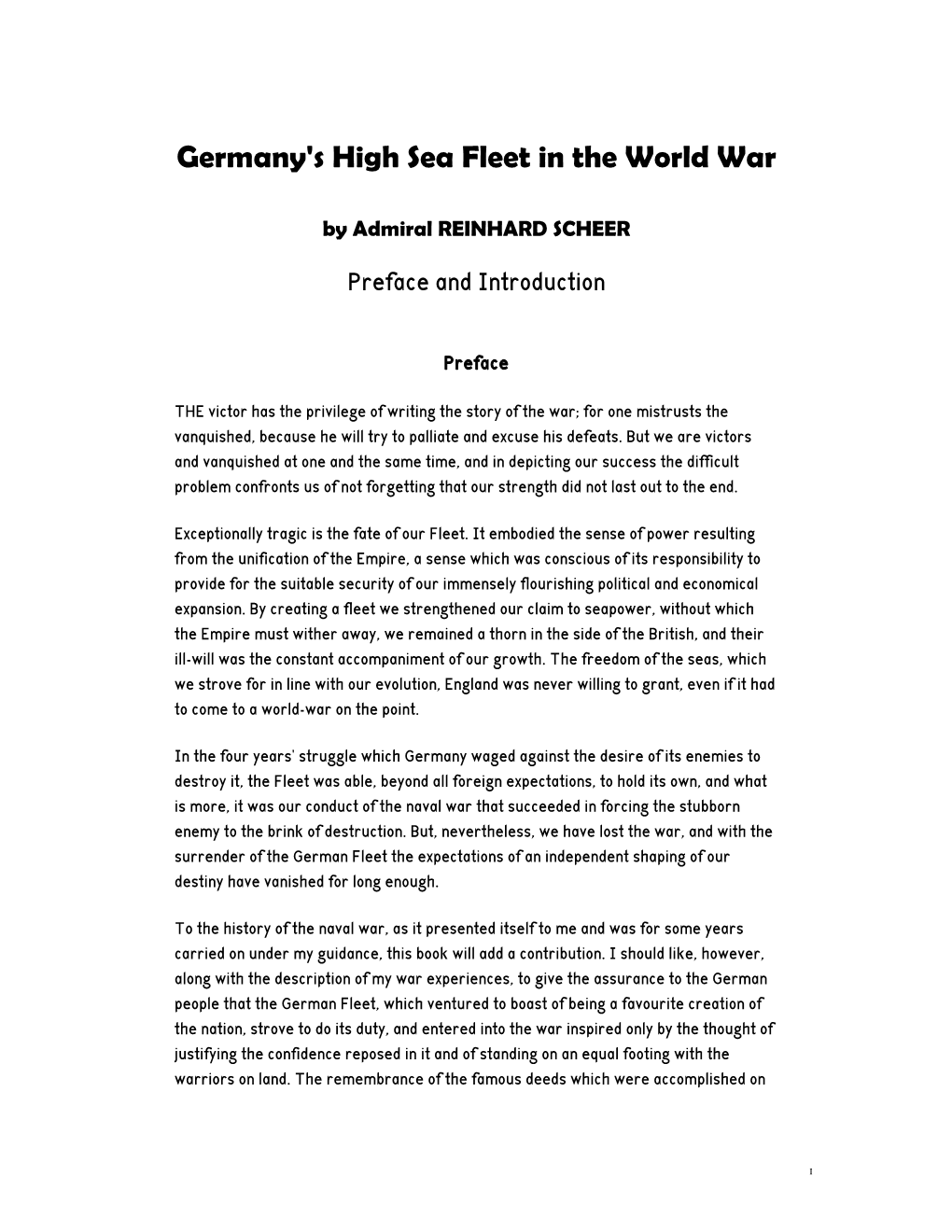 Germany's High Sea Fleet in the World War