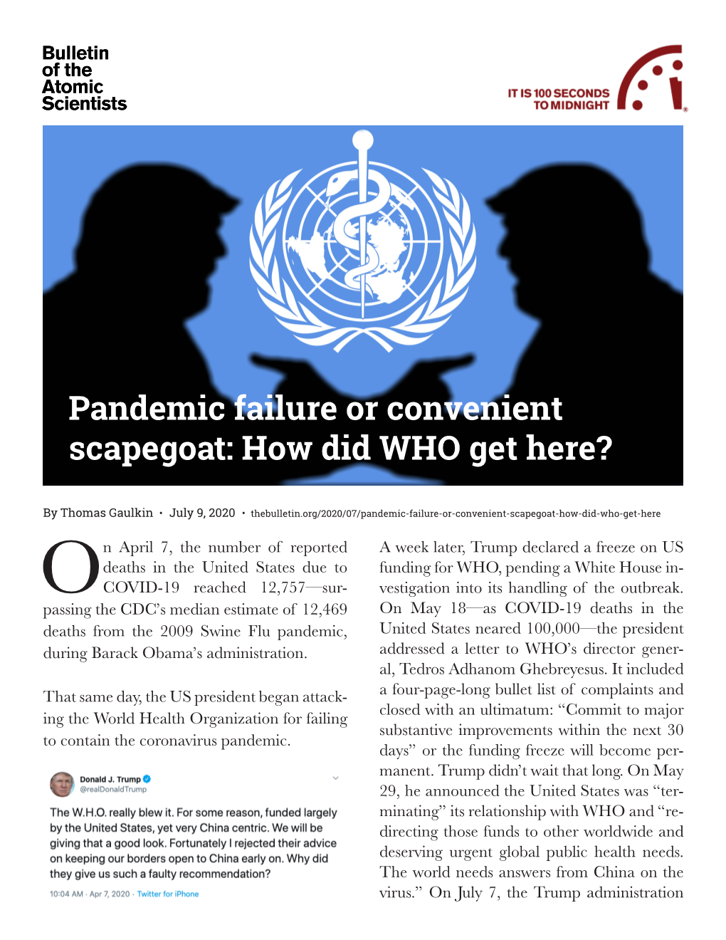 Pandemic Failure Or Convenient Scapegoat: How Did WHO Get Here?