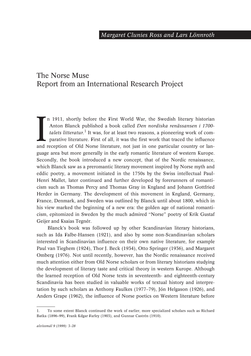 The Norse Muse: Report from an International Research Project