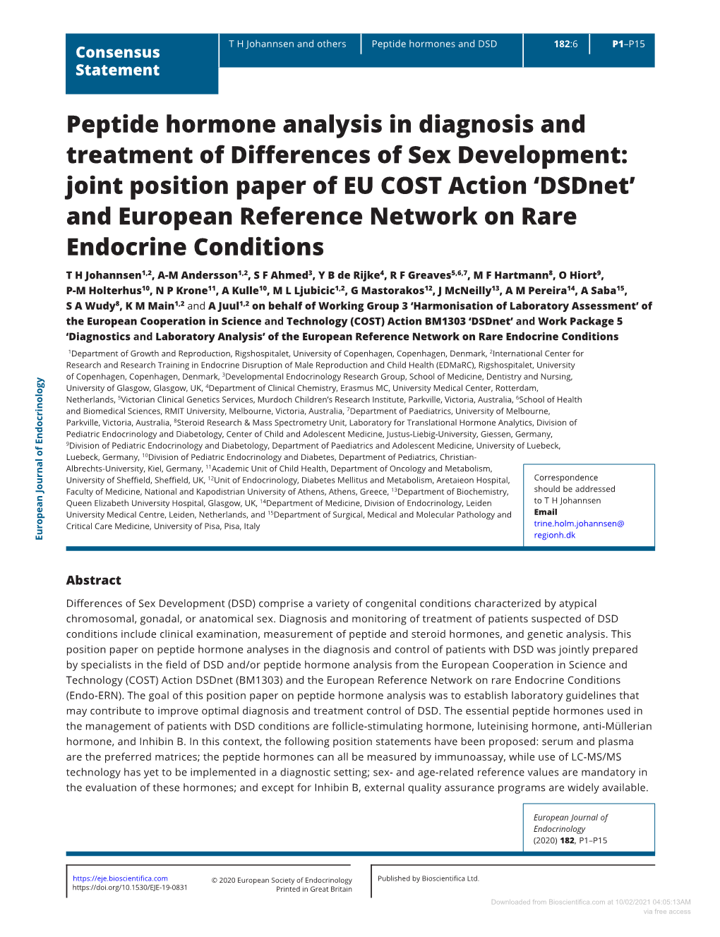 Peptide Hormone Analysis in Diagnosis and Treatment of Differences