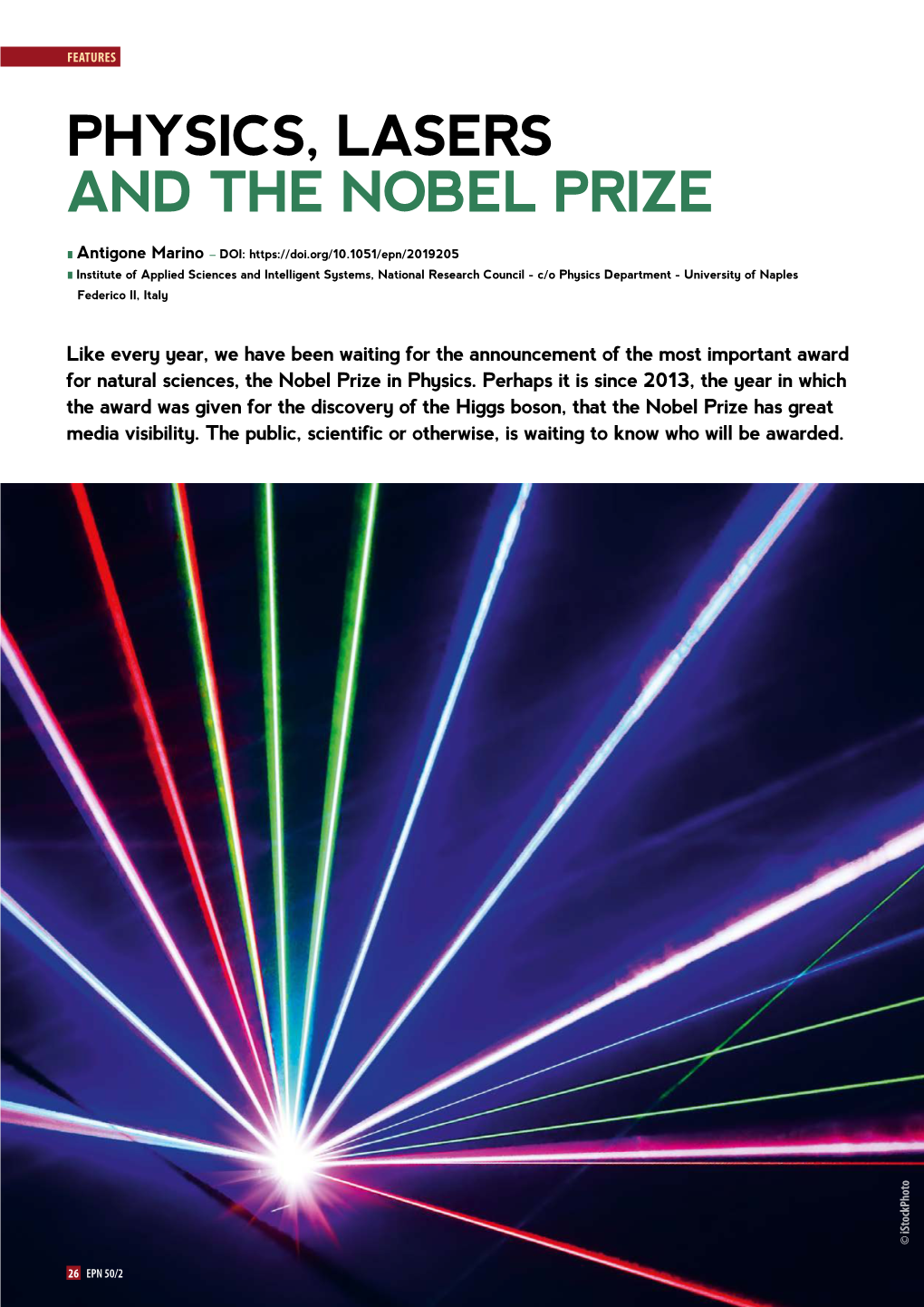 Physics, Lasers and the Nobel Prize
