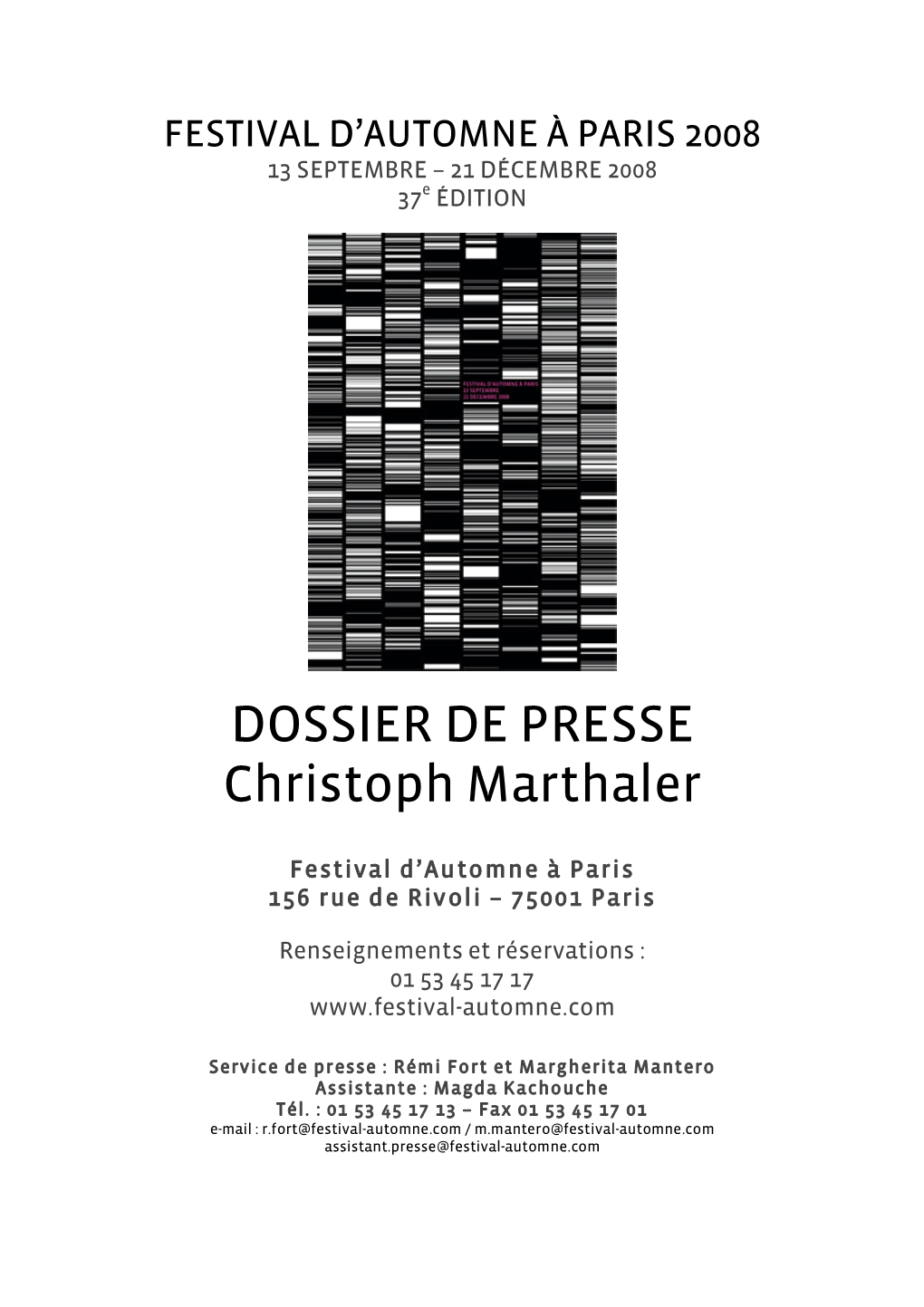 DOSSIER DE PRESSE Christoph Marthaler