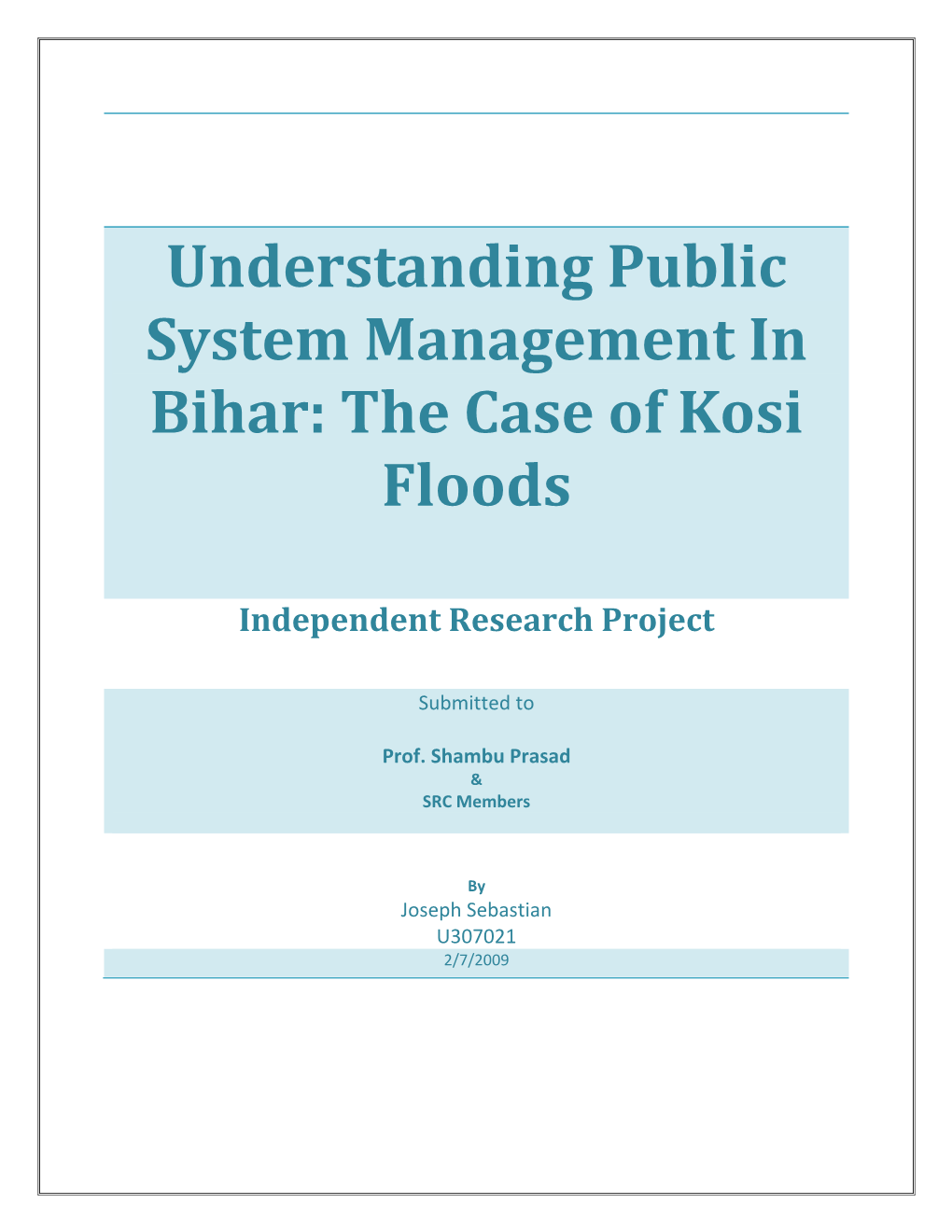 The Case of Kosi Floods