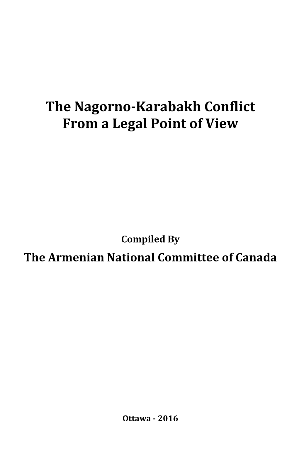 The Nagorno-Karabakh Conflict from a Legal Point of View