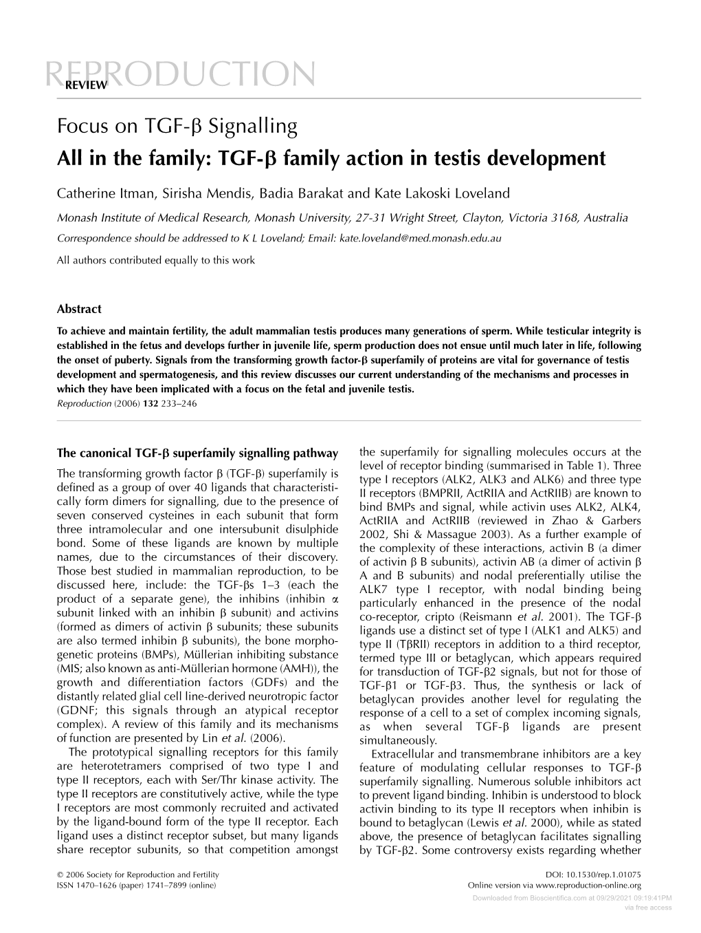 All in the Family: TGF-Β Family Action in Testis Development