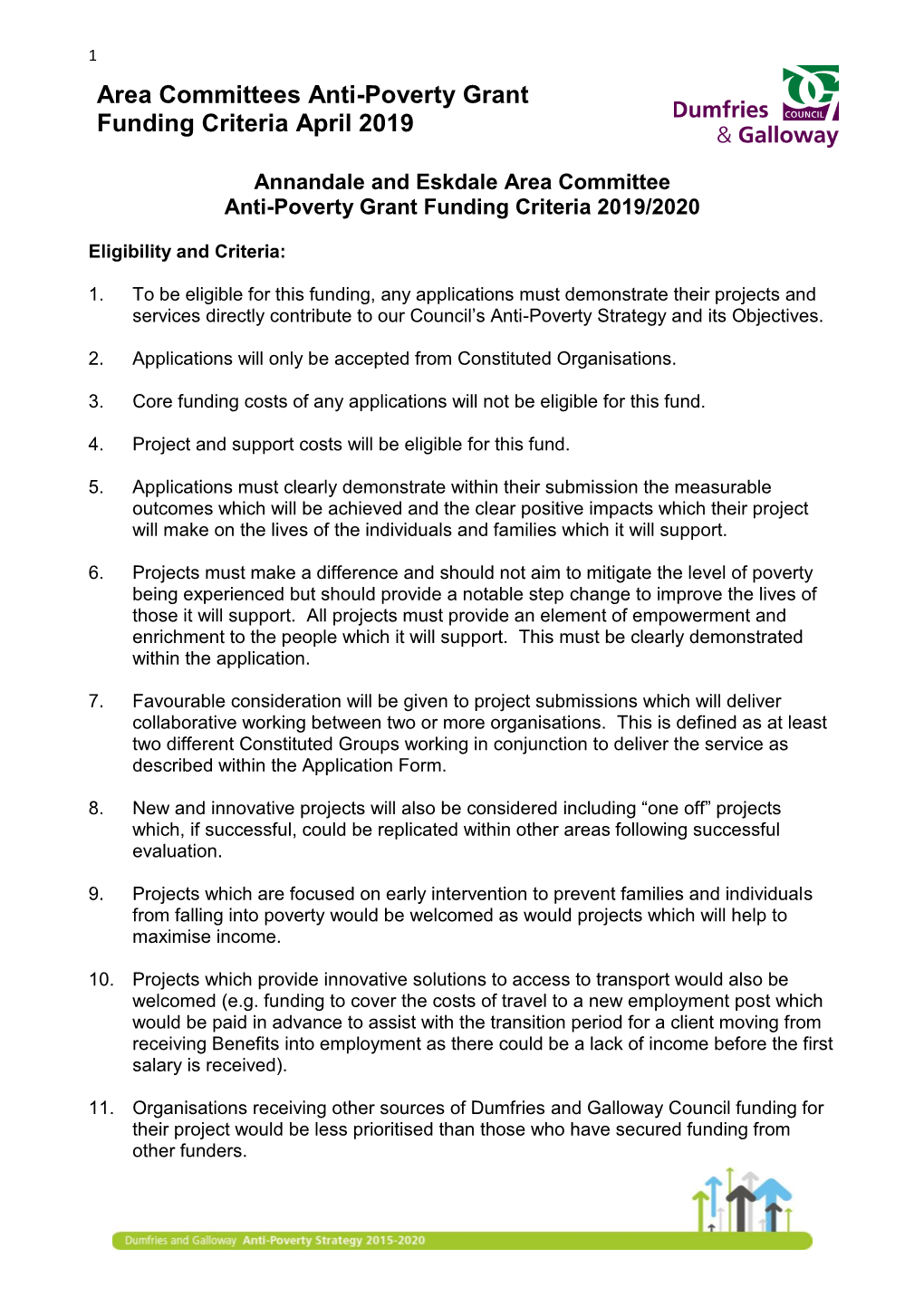 Area Committees Anti-Poverty Grant Funding Criteria April 2019