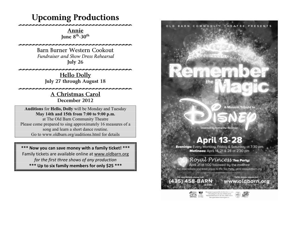 Upcoming Productions