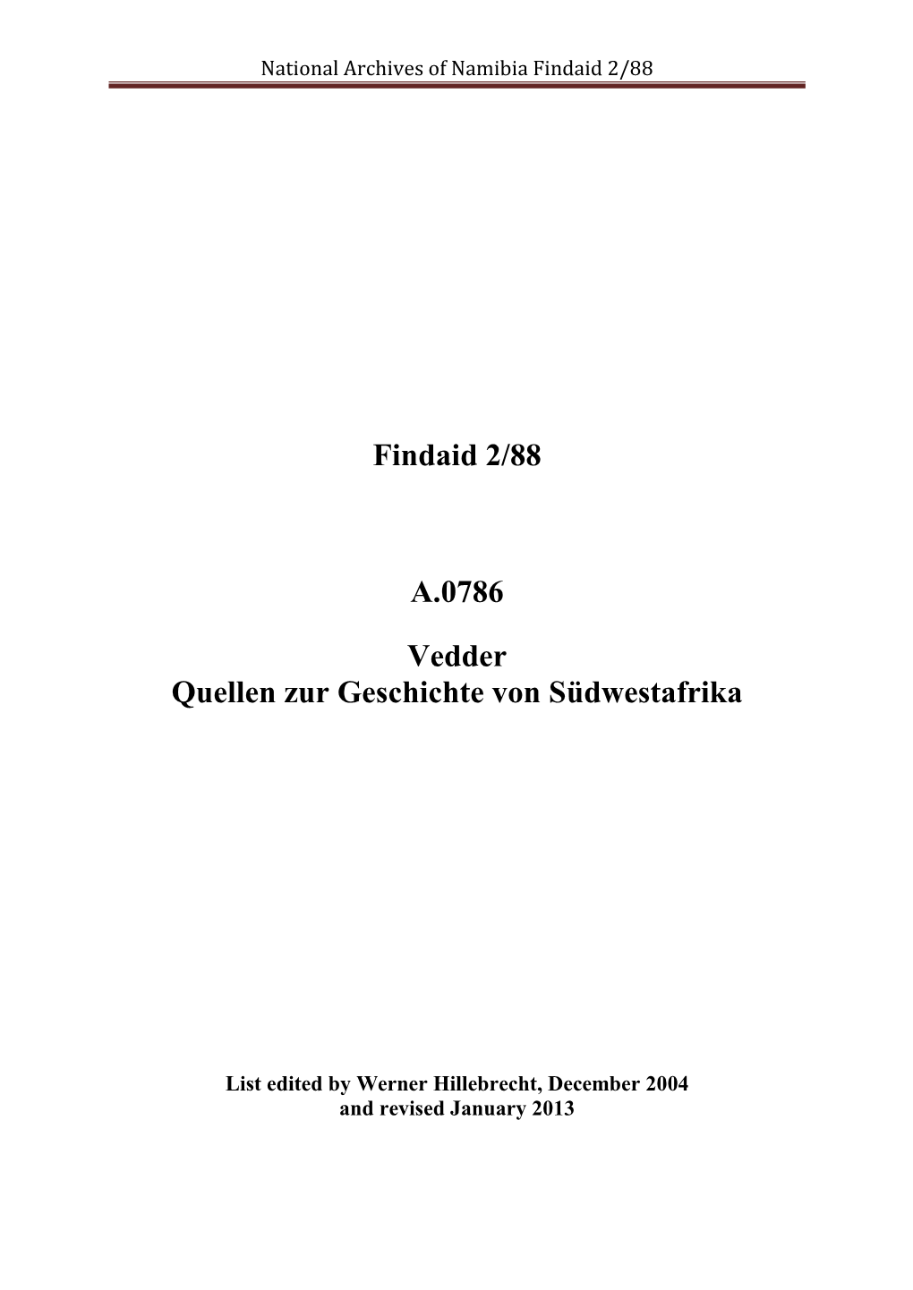 National Archives of Namibia Findaid 2/88