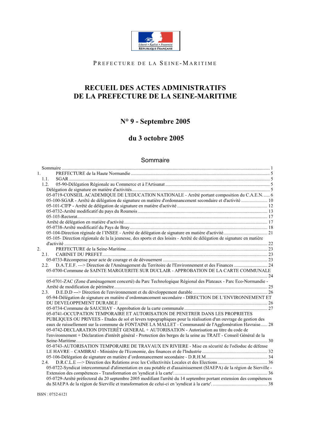 Septembre 2005 Du 3 Octobre 2005