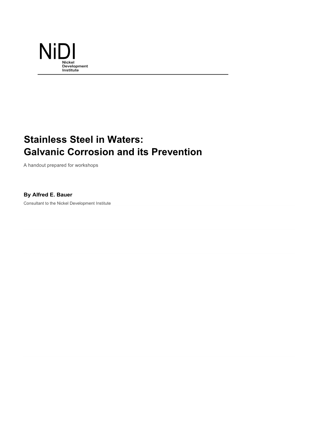 Stainless Steel in Waters: Galvanic Corrosion and Its Prevention