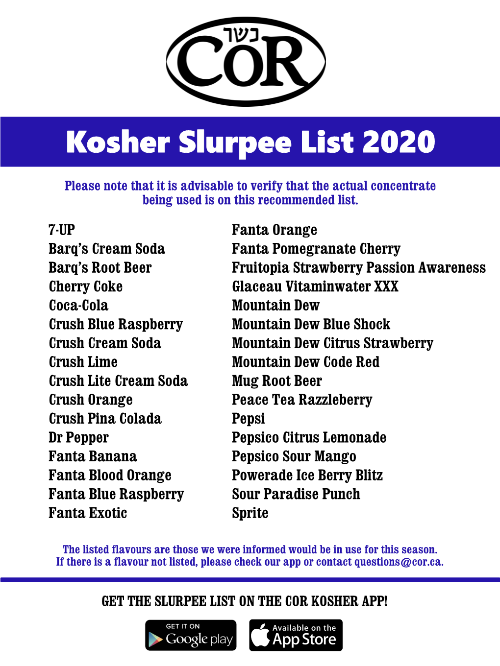 Kosher Slurpee List 2020