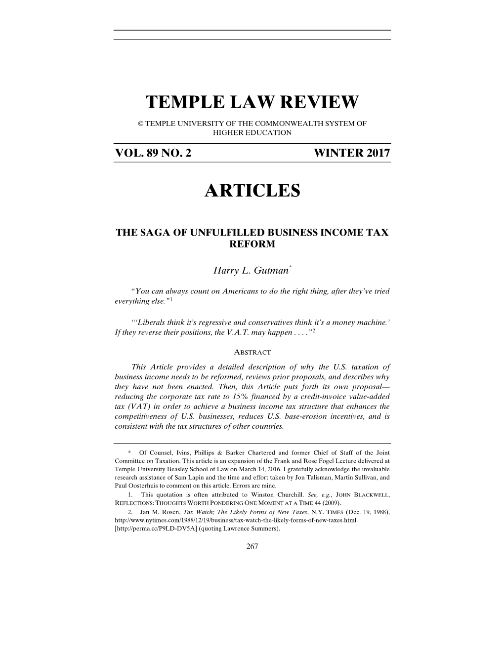 Temple Law Review Articles