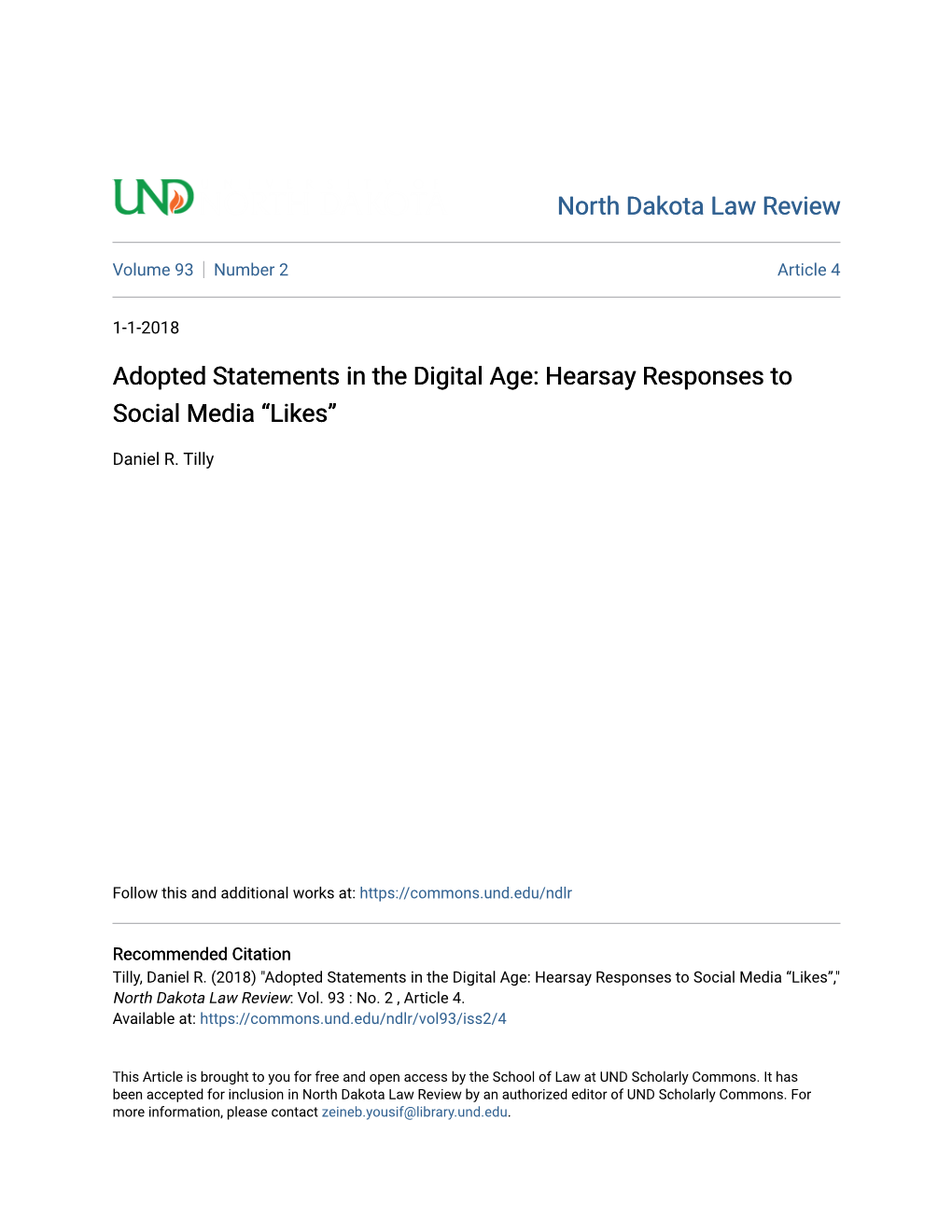 Adopted Statements in the Digital Age: Hearsay Responses to Social Media “Likes”