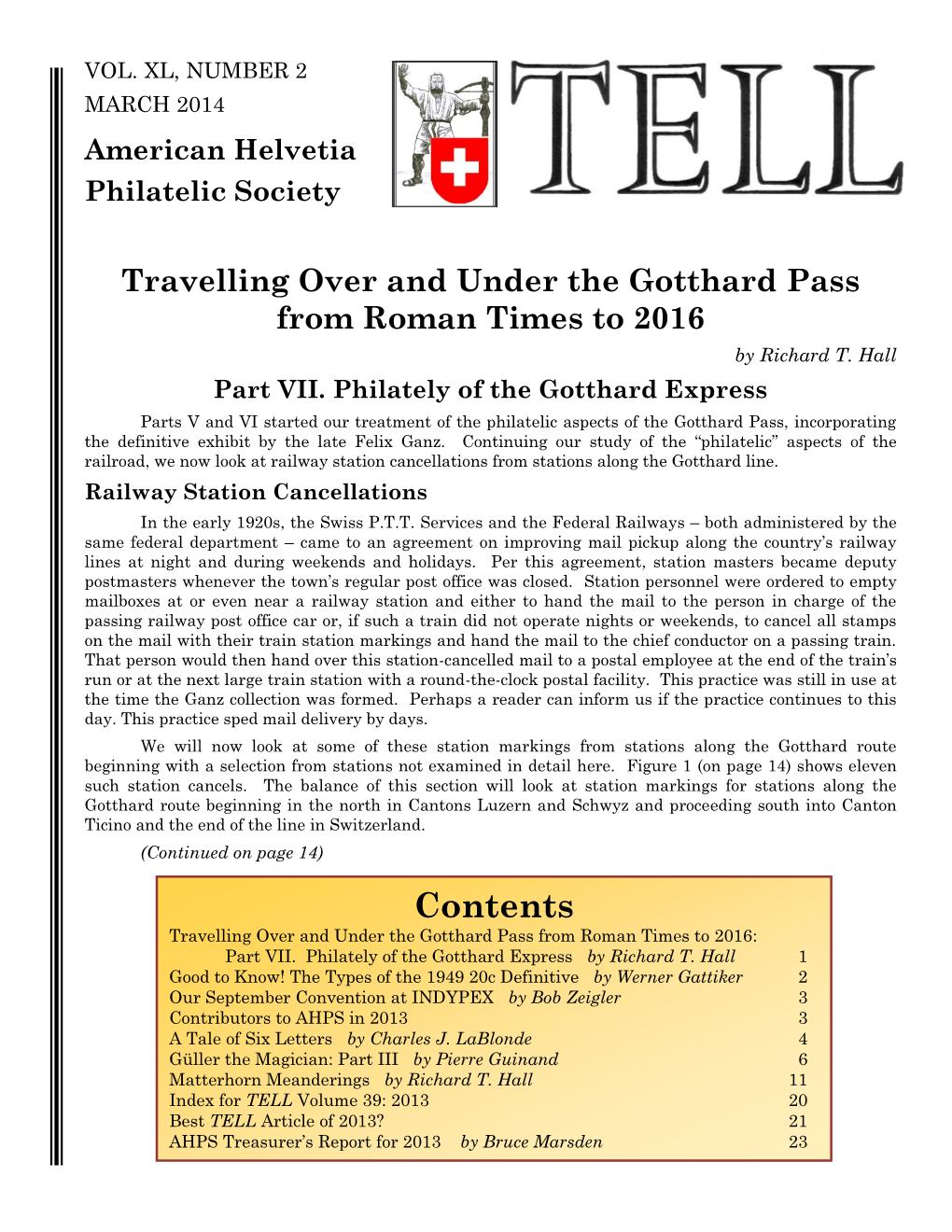 Contents Travelling Over and Under the Gotthard Pass from Roman Times to 2016: Part VII