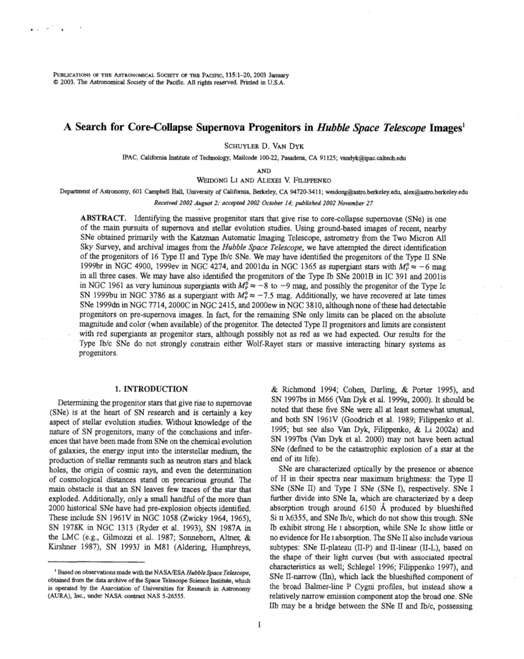 A Search for Core-Collapse Supernova Progenitors in Hubbk Space Telescope Images' SCHUYLERD