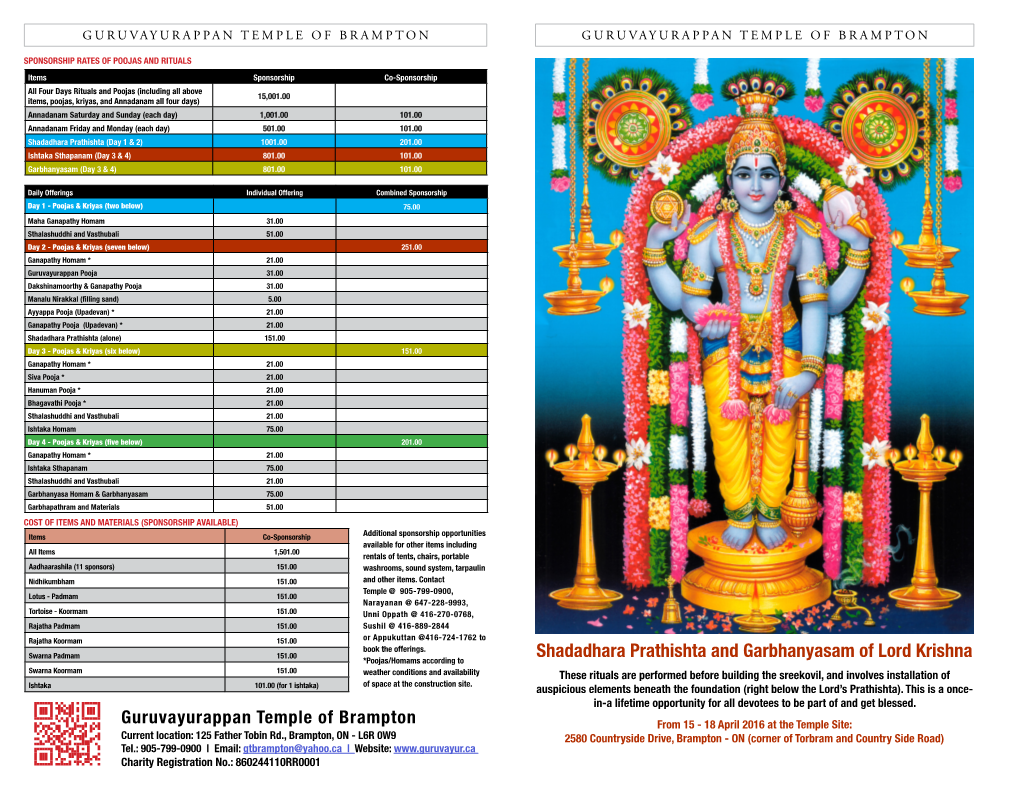 Shadadhara Prathishta and Garbhanyasam of Lord Krishna