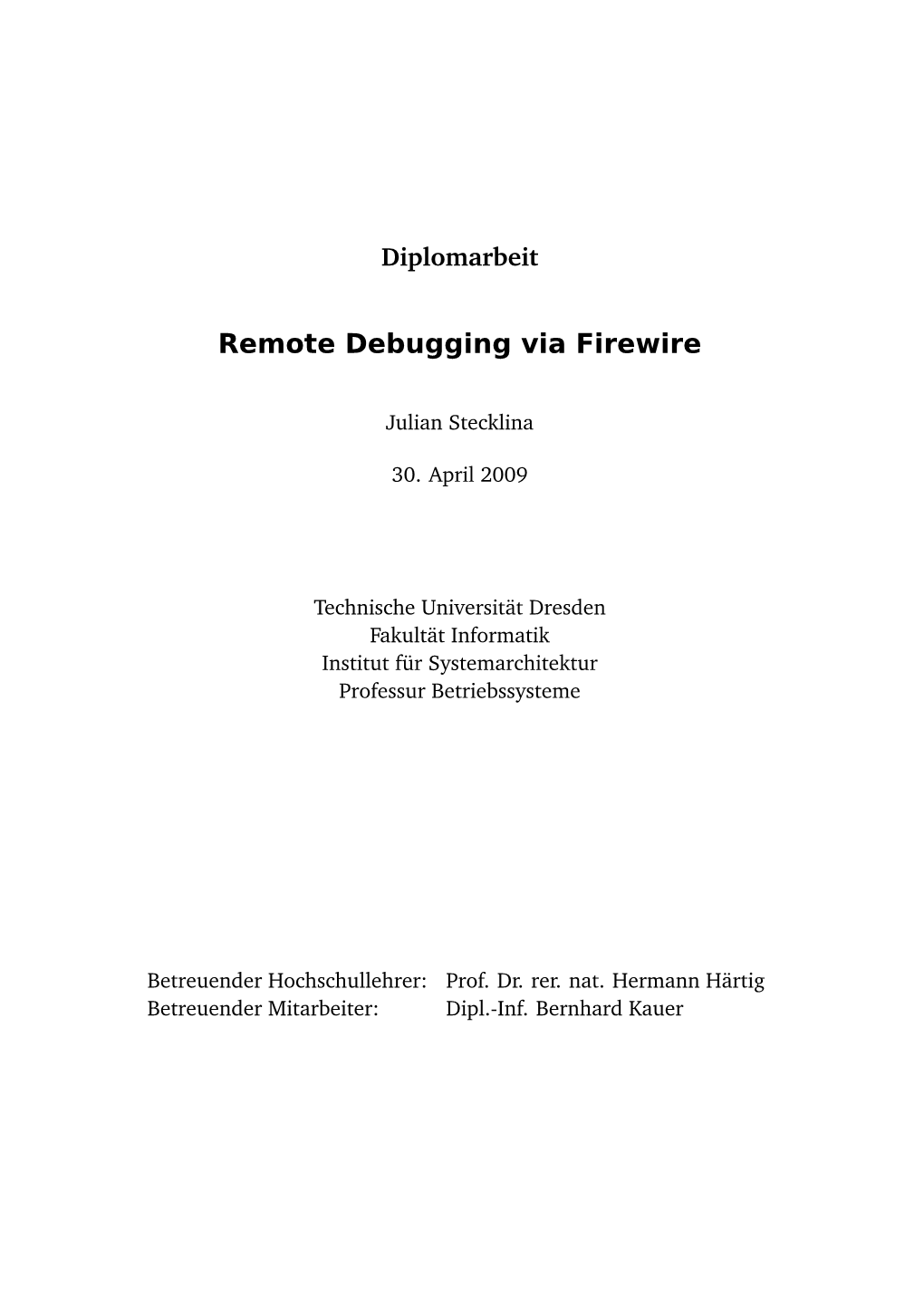 Remote Debugging Via Firewire (PDF)