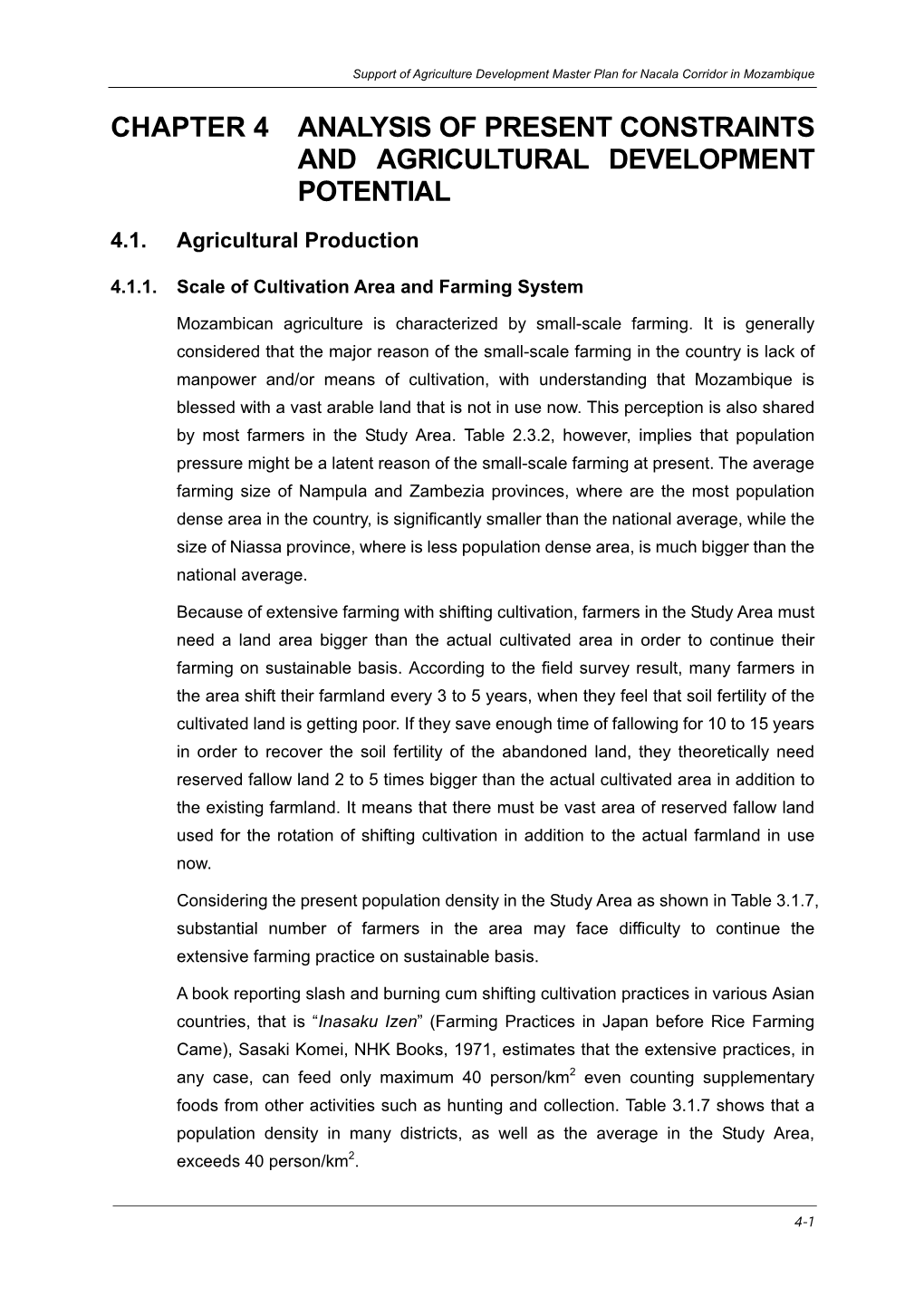 Chapter 4 Analysis of Present Constraints and Agricultural Development Potential