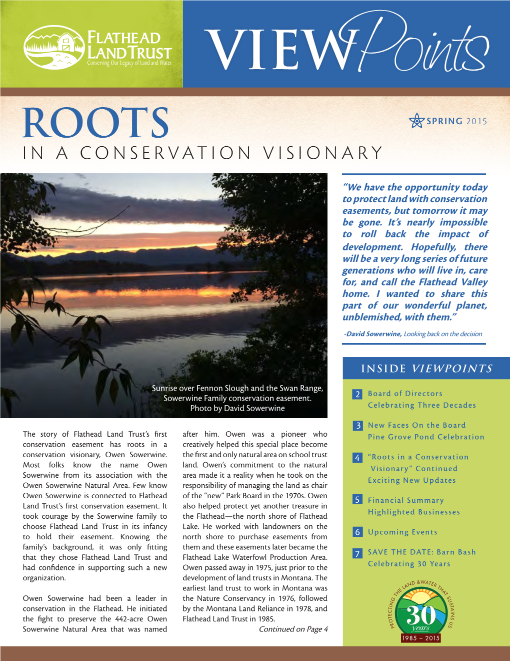 Spring 2015 in a Conservation Visionary