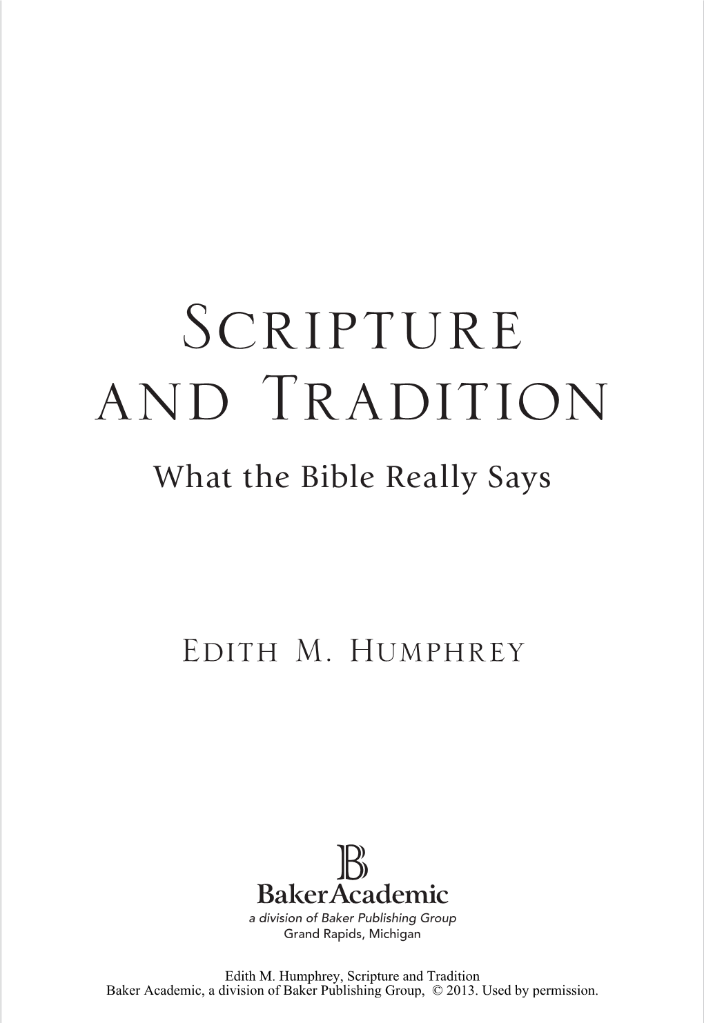 Scripture and Tradition