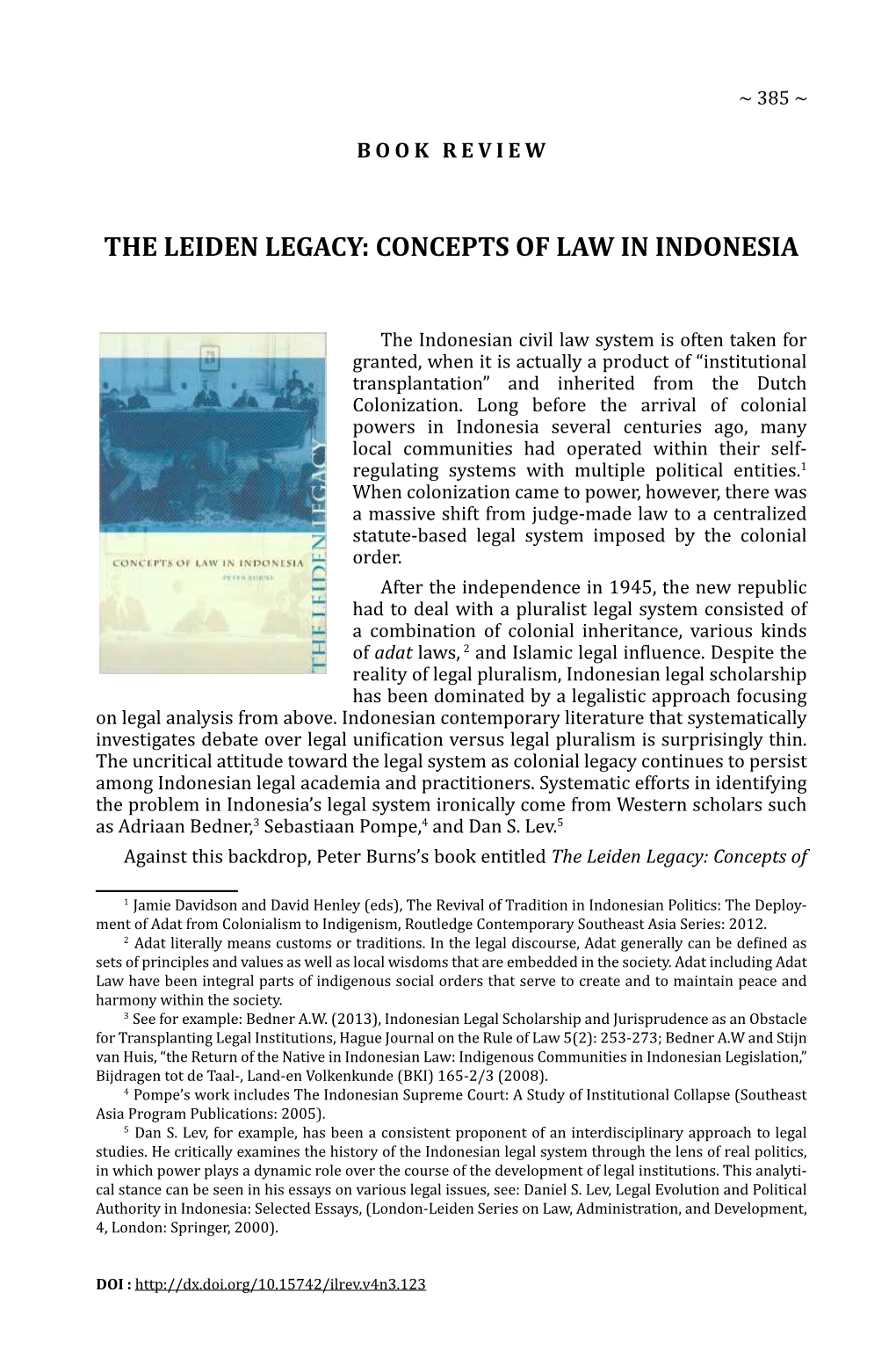 THE Leiden LEGACY: Concepts of LAW in Indonesia