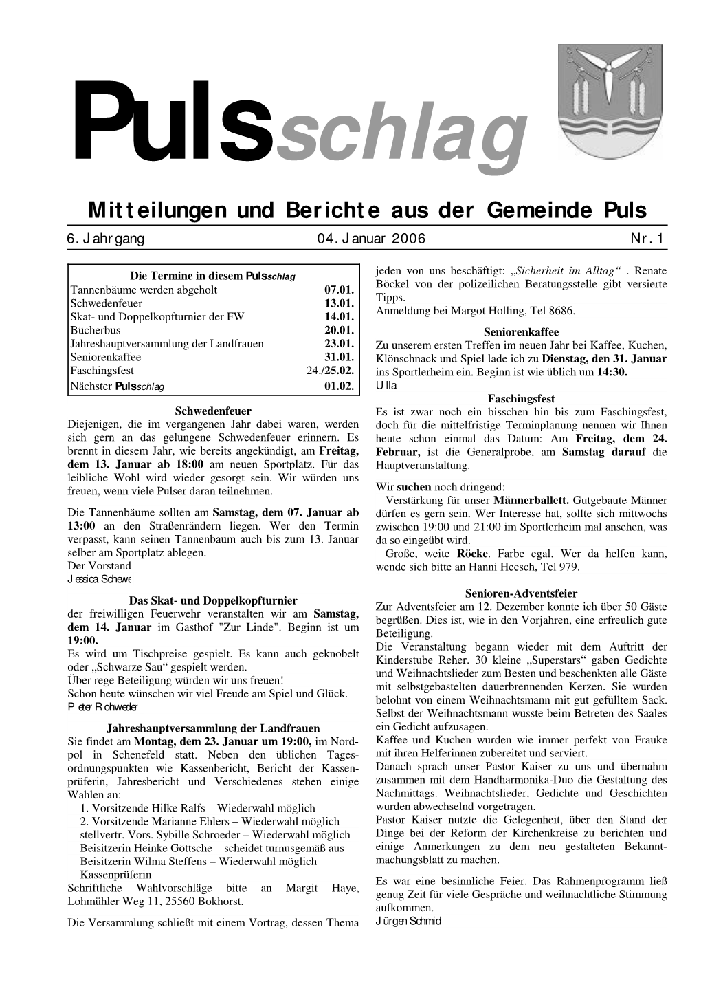 Pulsschlag Mit T Eilungen Und Bericht E Aus Der Gemeinde Puls 6