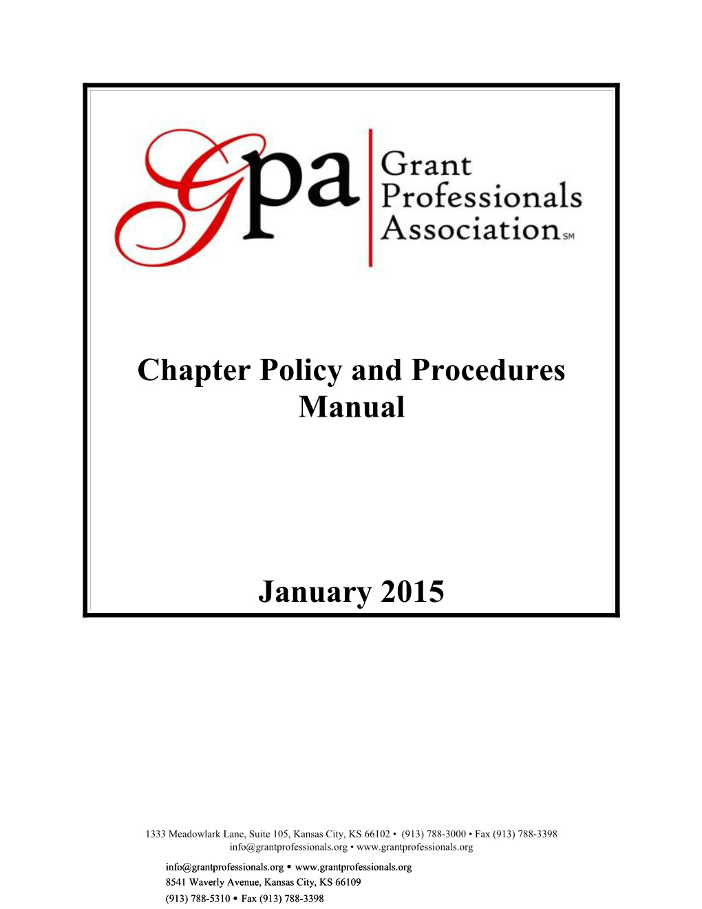 Chapter Policy and Procedures Manual