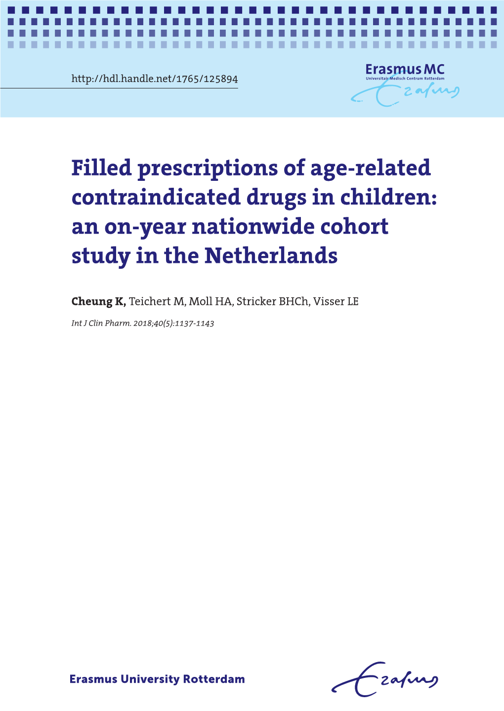 Filled Prescriptions of Age-Related Contraindicated Drugs in Children