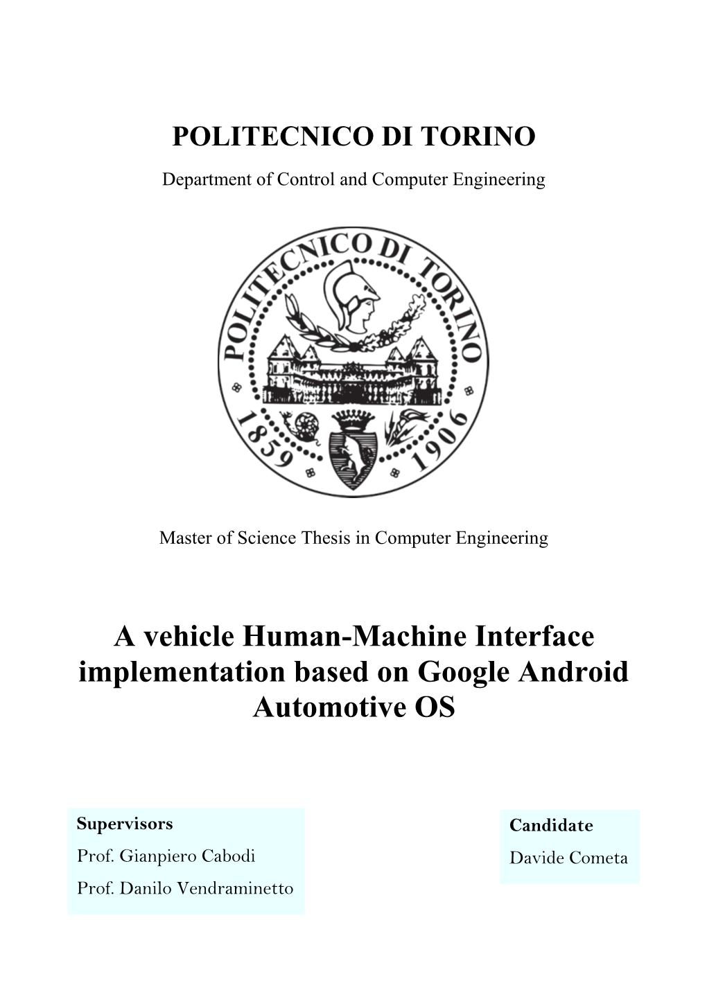 A Vehicle Human-Machine Interface Implementation Based on Google Android Automotive OS