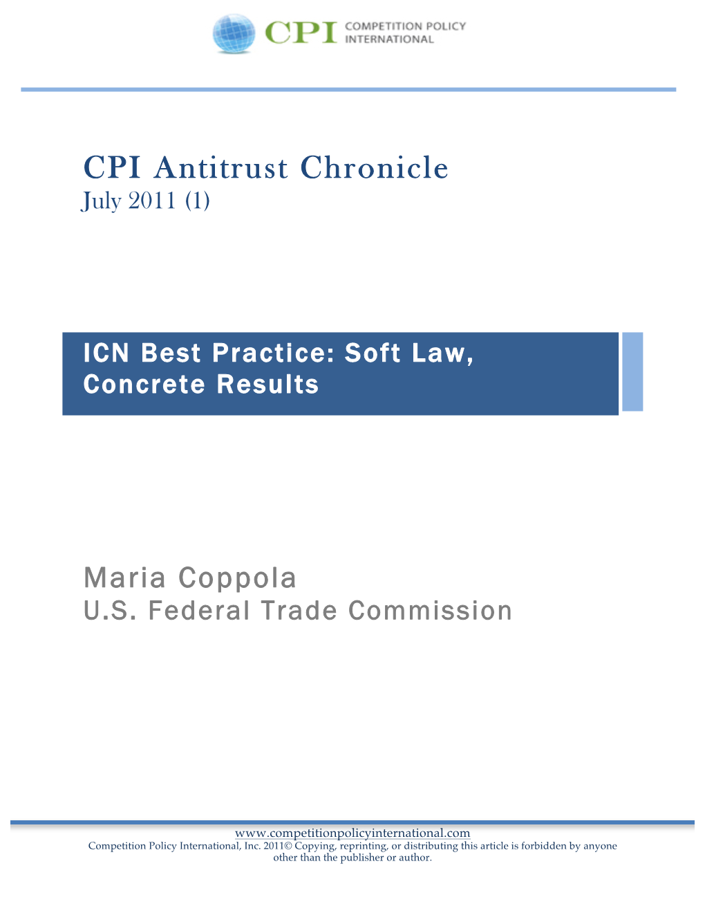 ICN Best Practice: Soft Law, Concrete Results
