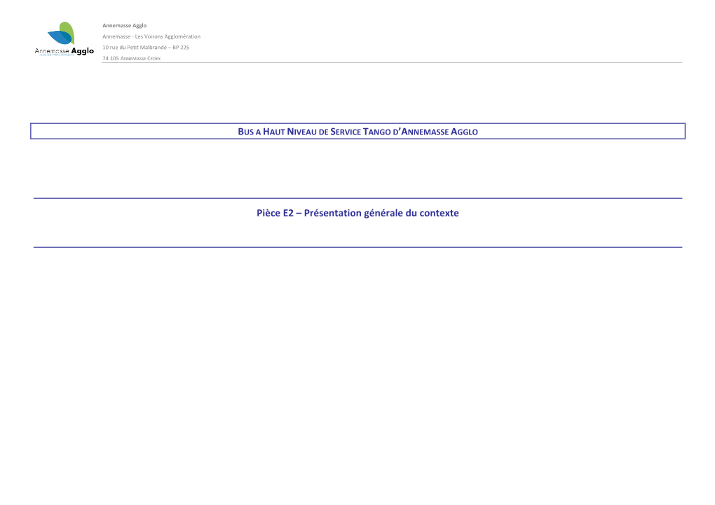 Pièce E2 – Présentation Générale Du Contexte
